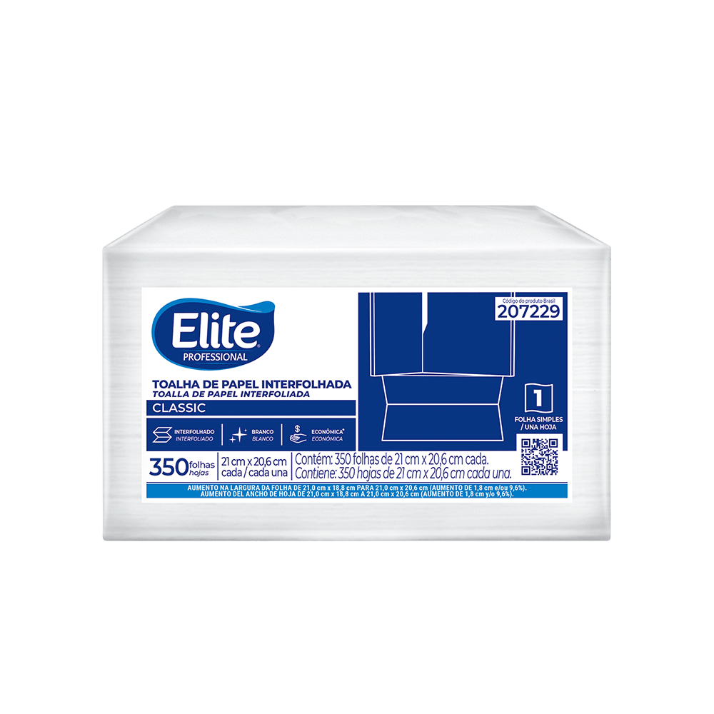 Toalha de papel Elite Professional interfolhado Classic folha simples