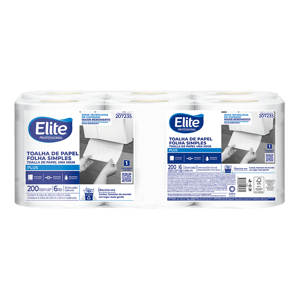 Toalha de papel Elite Professional rolo Plus folha simples